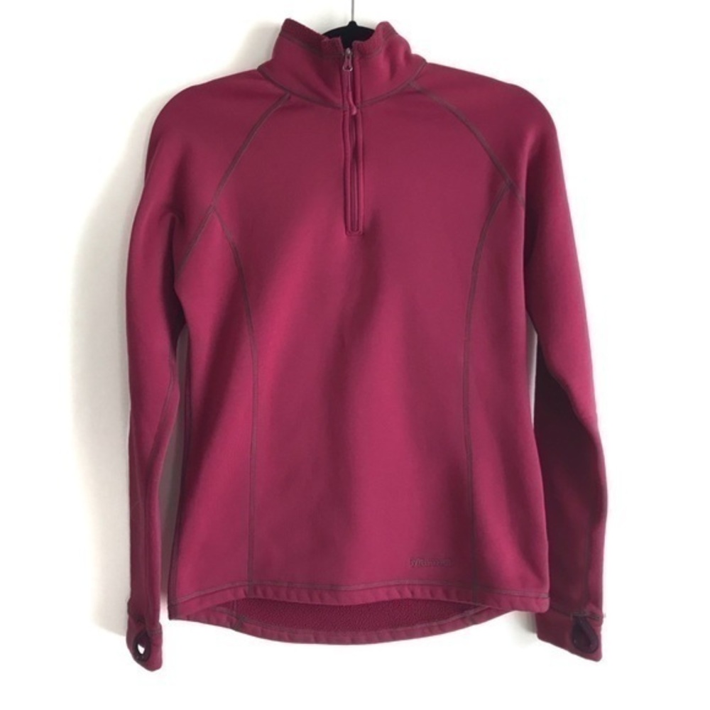 Marmot Polartec Maroon Burgundy Fleece Lined Half Zip Sweater Jacket Size Medium